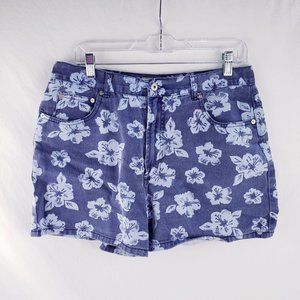Vintage L.A. Blues Floral Denim Shorts High Waisted Women's Size 14